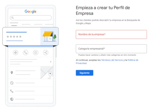 Nombre empresa ficha de Google My Business