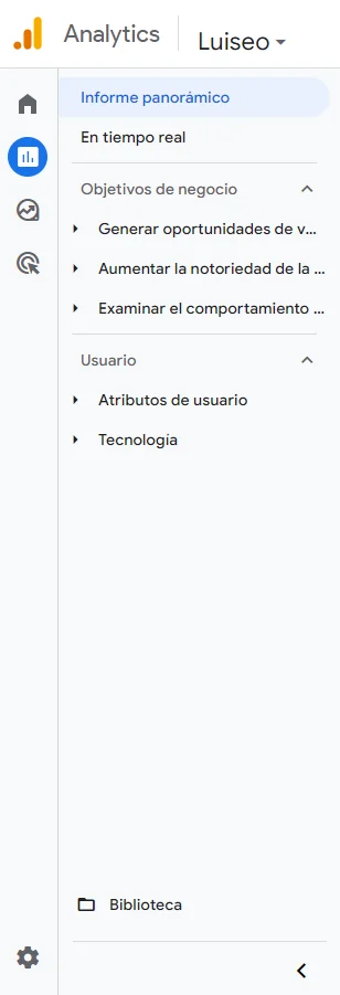 Google Analytics 4 qué es - barra - Luiseo
